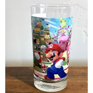 Super Nintendo World Glass Cup Mario Peach Toad Universal Studios Hollywood